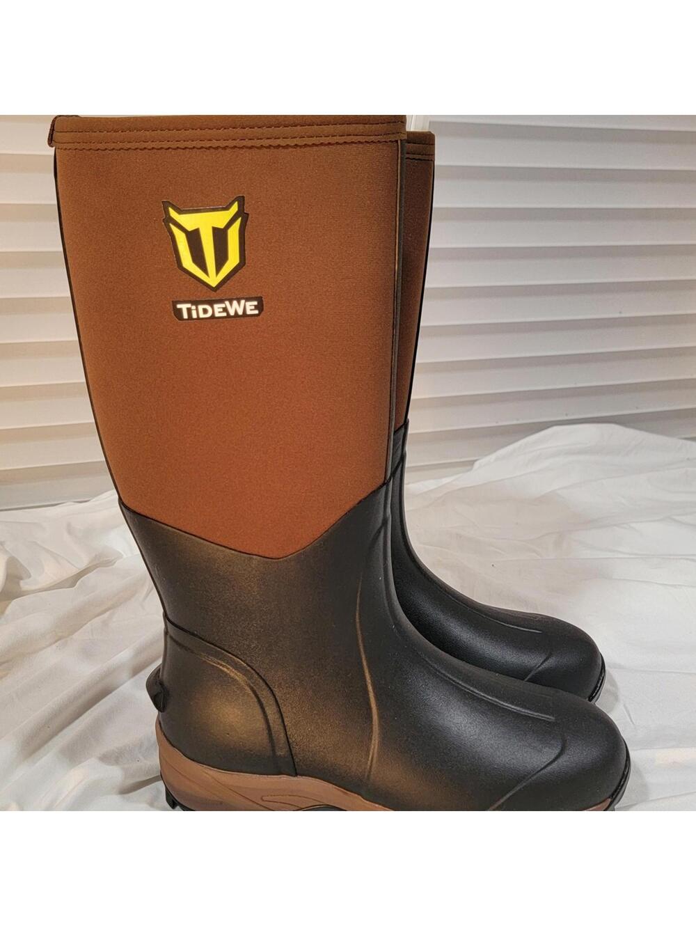 TideWe Men's Waterproof Rubber Hunting Boots Size 9